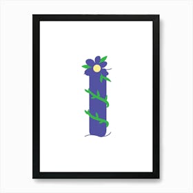 Living Room Floral Letters Purple 09 Art Print