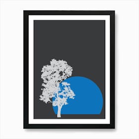 Minimalist Abstract Tree - Black & Blue Art Print