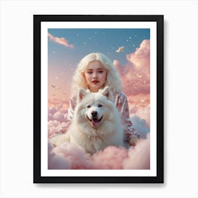 Girl With A Dog Art Print