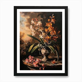 Baroque Floral Still Life Monkey Orchid 2 Art Print