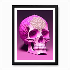 Skull With Intricate Linework 2 Pink Paul Klee Art Print