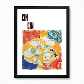 Cin Cin Poster Wine Lunch Matisse Style 10 Art Print