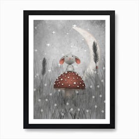 Night Mouse With Starry Sky Art Print