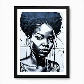 Graffiti Mural Of Beautiful Black Woman 253 Art Print