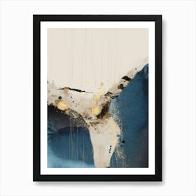 Navy Blue Gold Abstract 1 1 Art Print