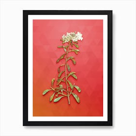 Vintage Small White Flowers Botanical Art on Fiery Red n.1128 Art Print