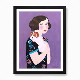 Woman And Cocker Spaniel Art Print