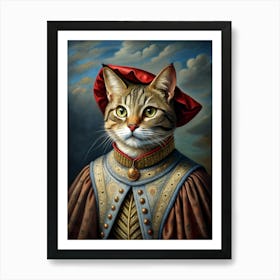 Cat In Renaissance Costume 1 Art Print