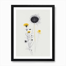 Dandelion Spices And Herbs Minimal Line Drawing 1 Art Print