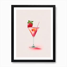 Strawberry Caipirinha, Cocktail, Drink Marker Art Illustration Art Print