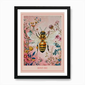 Floral Animal Painting Honey Bee 1 Poster Art Print