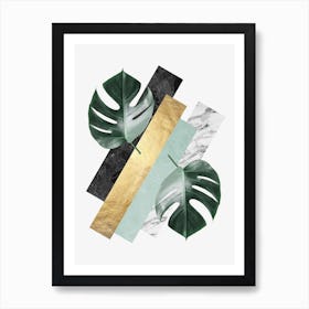 Floral geometry and gold 2 Art Print