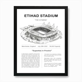 Manchester City Stadium Etihad Arena Art Print