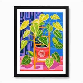 Pink And Red Plant Illustration Golden Pothos 4 Poster