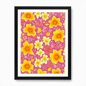 Daffodil Floral Print Warm Tones 2 Flower Art Print