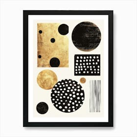 Black And Gold Polka Dots Art Print