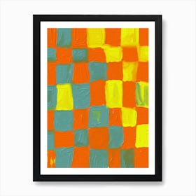 Hand-Painted Checkerboard Collage 1 Art Print