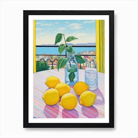 Amalfi Lemons Mediterranean View Art Print