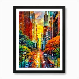 Sunset In New York City 1 Art Print