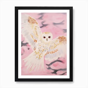 Pink Ethereal Bird Painting Owl 2 Art Print