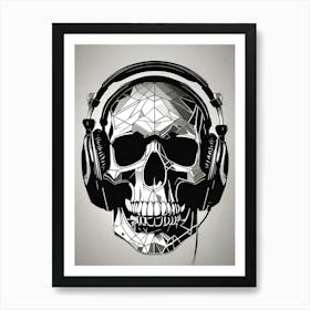 Skull With Headphones 102 Art Print