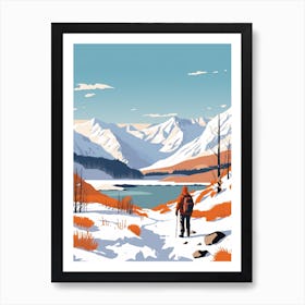 Retro Winter Illustration Snowdonia United Kingdom 4 Art Print