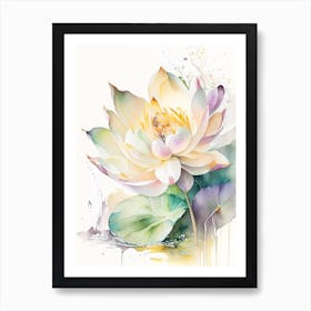 Lotus Flower Bouquet Storybook Watercolour 4 Art Print