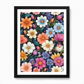 Floral Seamless Pattern 1 Art Print