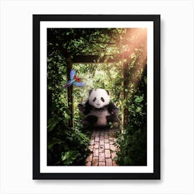 Cute Baby Giant Panda In Forest Art Print