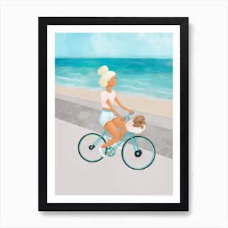 Beach Bike Ride Art Print