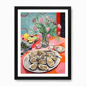 Mediterranean Seafood Lunch Summer Illustration 5 Art Print