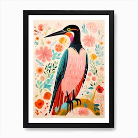 Pink Scandi Cormorant 3 Art Print