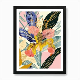 Colourful Flower Illustration Evening Primrose 1 Art Print