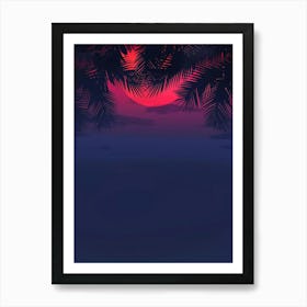 Sunset With Palm Trees 6 Art Print