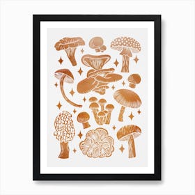 Texas Mushrooms   Copper Metallic Art Print