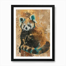 Red Panda Gold Effect Collage 1 Art Print