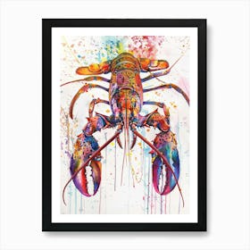 Lobster Colourful Watercolour 1 Art Print