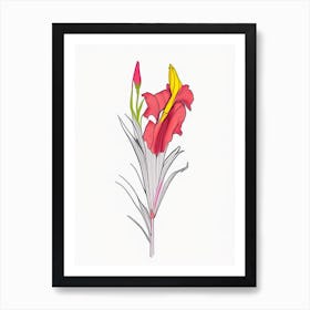 Gladiolus Floral Minimal Line Drawing 1 Flower Art Print