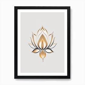 Lotus Flower, Buddhist Symbol Retro Minimal 1 Art Print