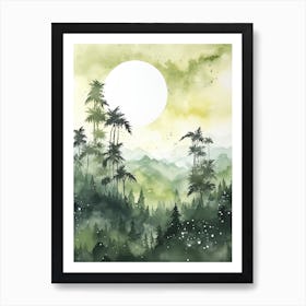 Watercolour Of Danum Valley Conservation Area   Borneo Malaysia 0 Art Print