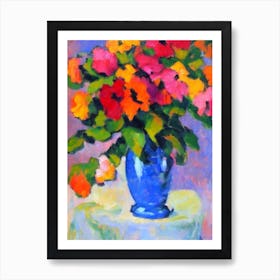 Impatiens Floral Abstract Block Colour Flower Art Print