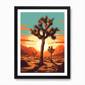  Retro Illustration Of A Joshua Tree At Sunset 1 Art Print