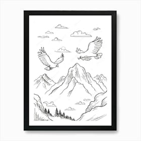 Eagles In The Mountains 1 Art Print