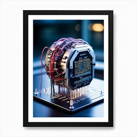 A Futuristic Ai Chip Represented By A Cybernetic Brain Pulsing With Life Adorned With Glowing Circu (1) 2 Art Print