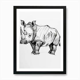 B&W Rhinoceros Art Print