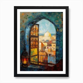Window View Of Marrakech In The Style Of Expressionism 1 Art Print