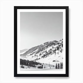 Gudauri, Georgia Black And White Skiing Poster Art Print