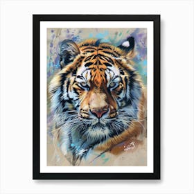 Siberian Tiger Pastel Watercolour 1 Art Print