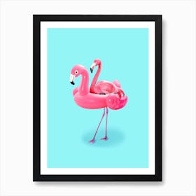 Flamingo On Vacation Art Print