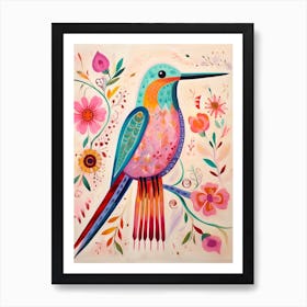 Pink Scandi Hummingbird 1 Art Print